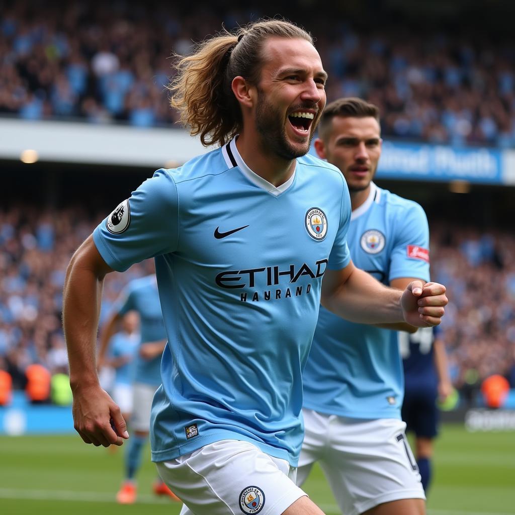 Erling Haaland Celebrating a Goal for Manchester City