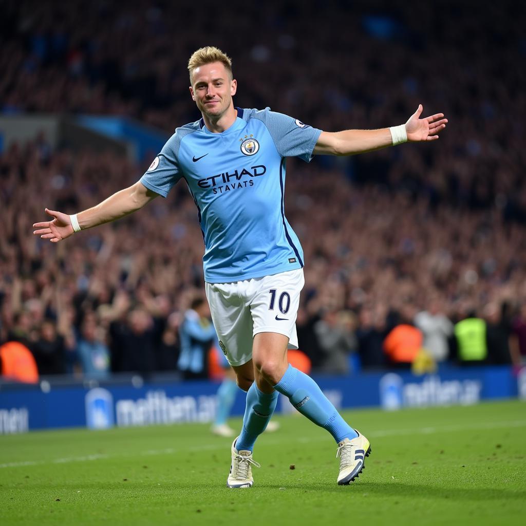 Erling Haaland Celebrating a Goal for Manchester City