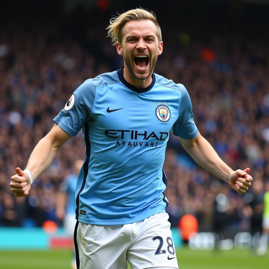 Erling Haaland celebrating a goal for Manchester City