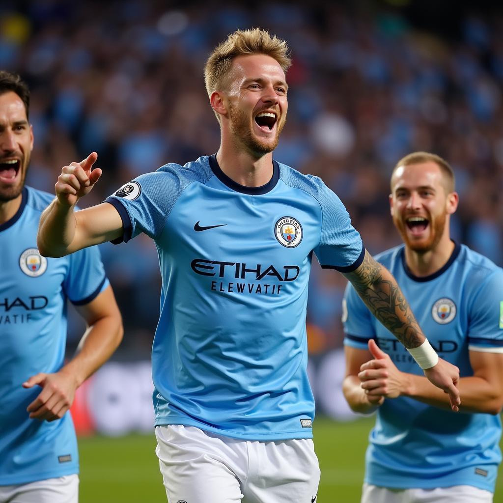 Erling Haaland Celebrating a Goal for Manchester City