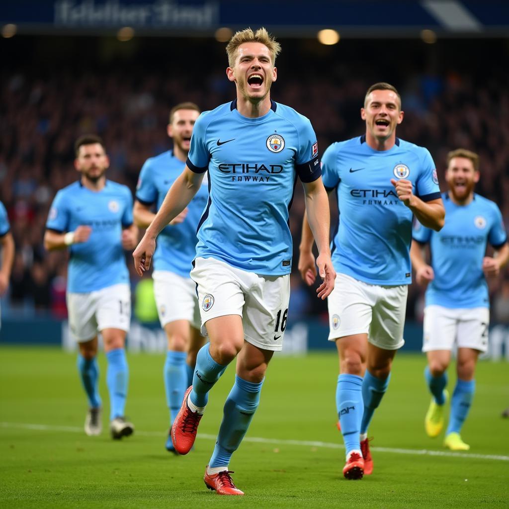 Erling Haaland celebrating a goal for Manchester City