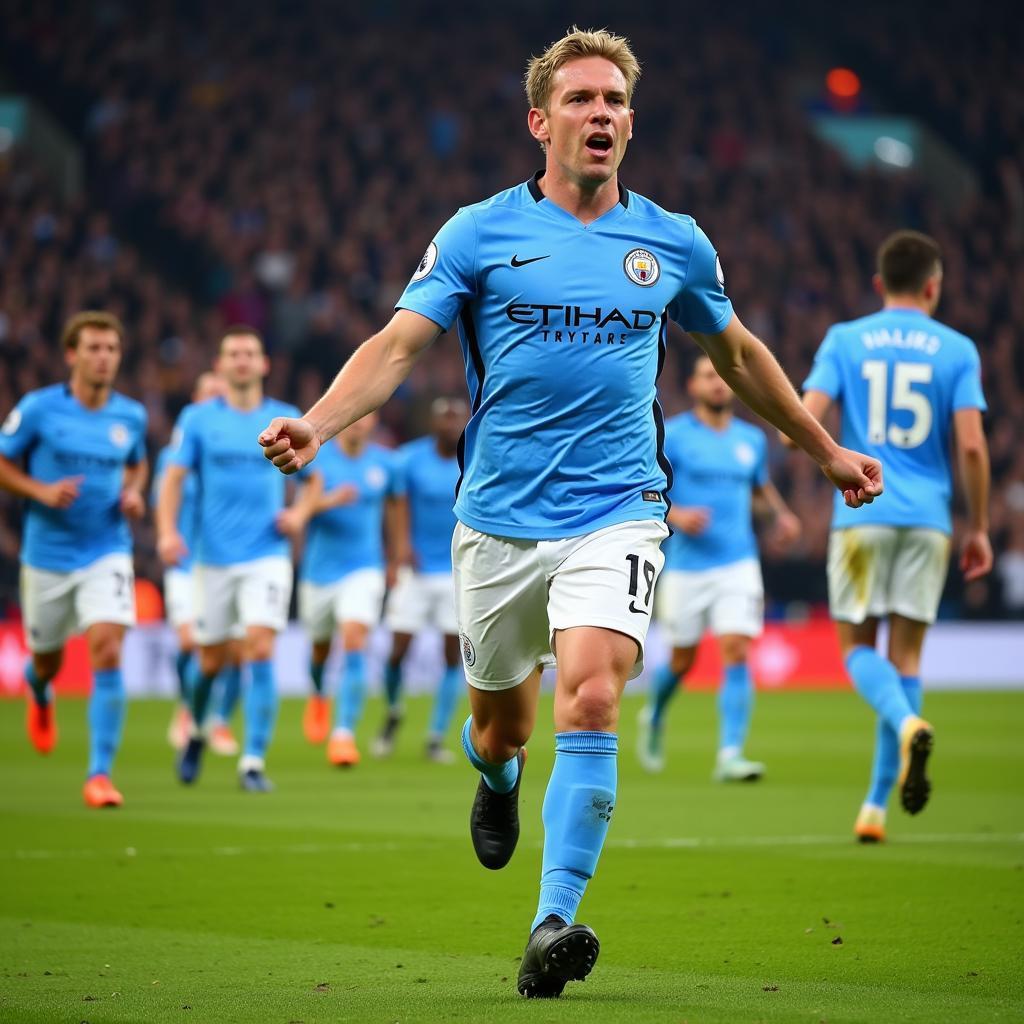 Erling Haaland Celebrating a Goal for Manchester City