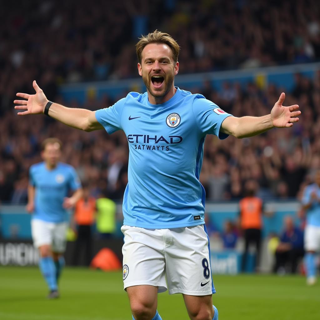 Erling Haaland celebrates a goal for Manchester City