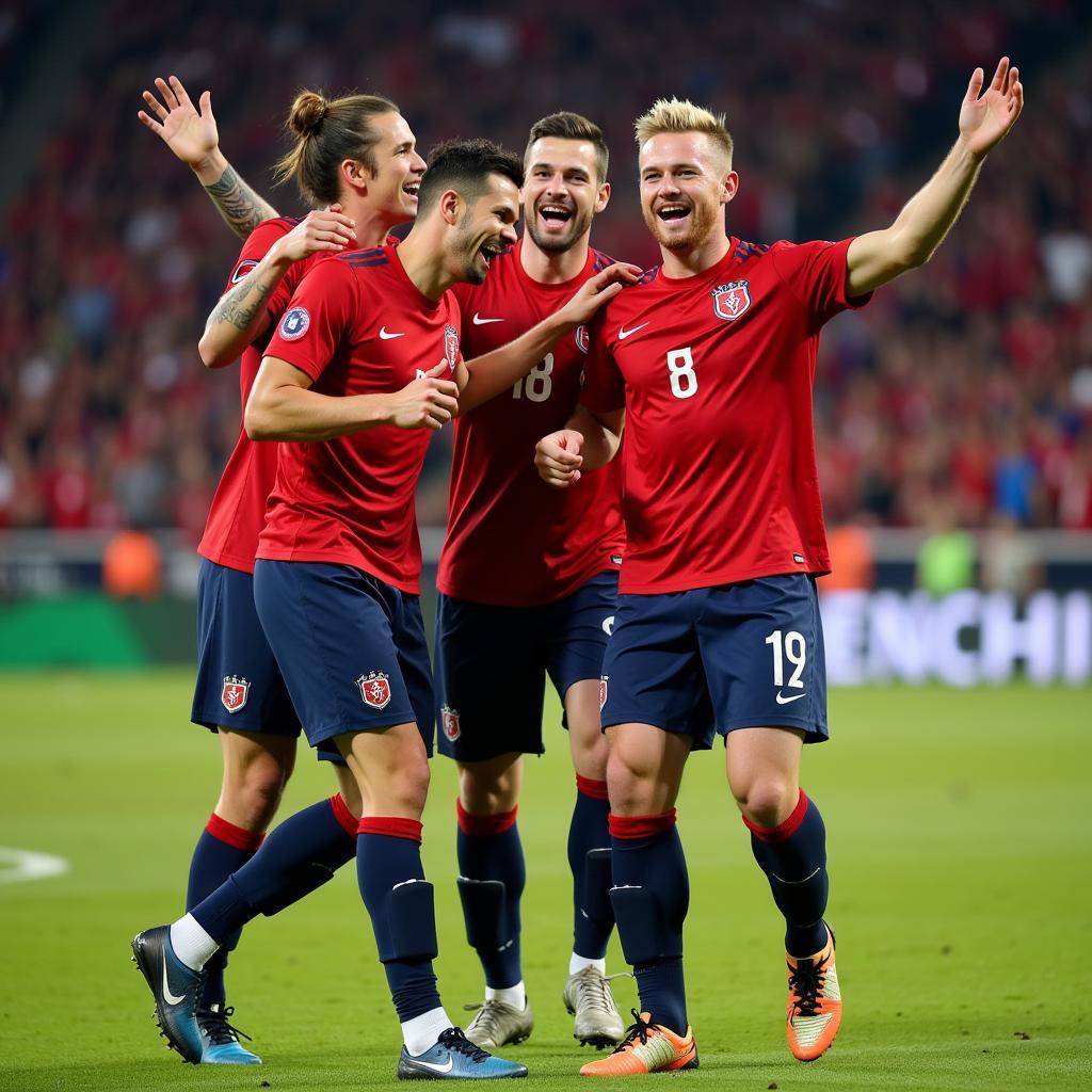 Erling Haaland celebrating a goal for Norway