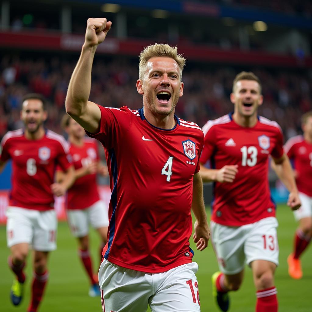 Erling Haaland Celebrating a Goal in a Norway Jersey