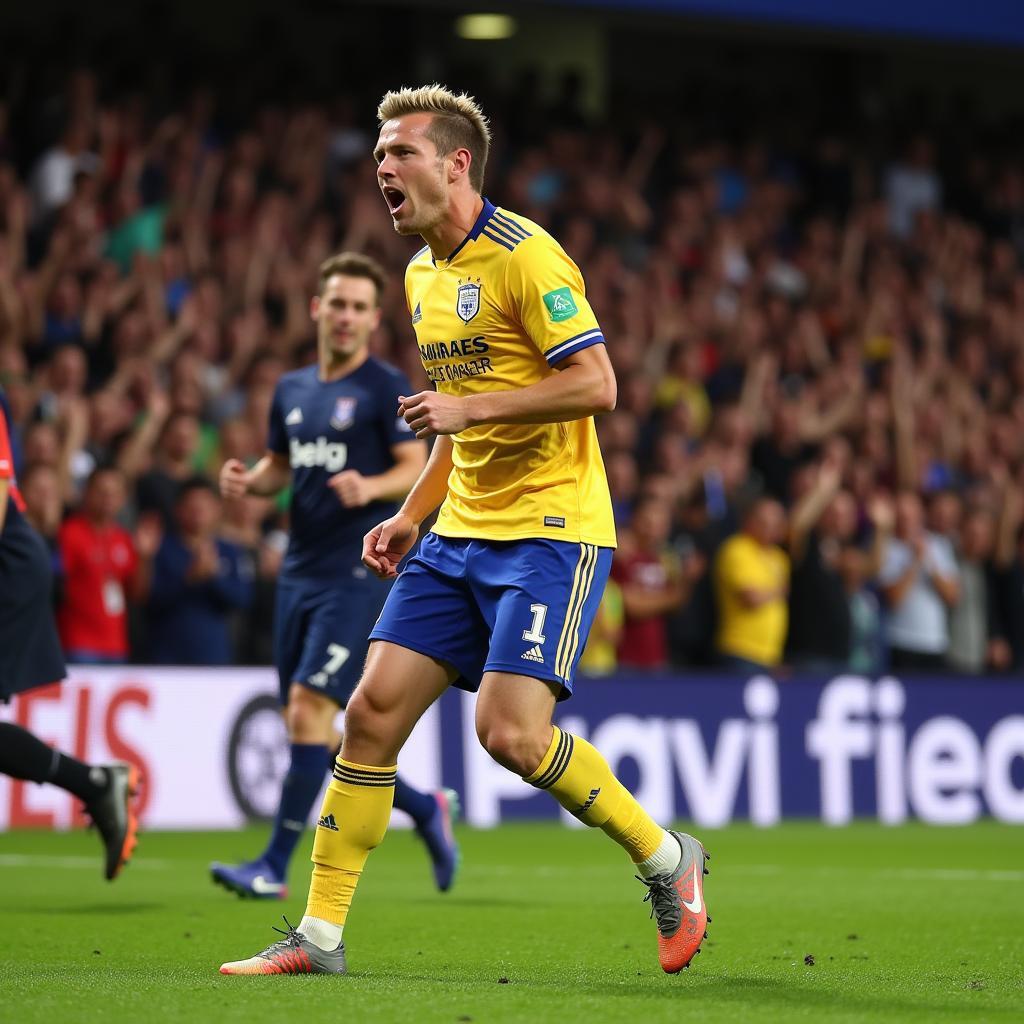 Erling Haaland Celebrating a Goal with Fans