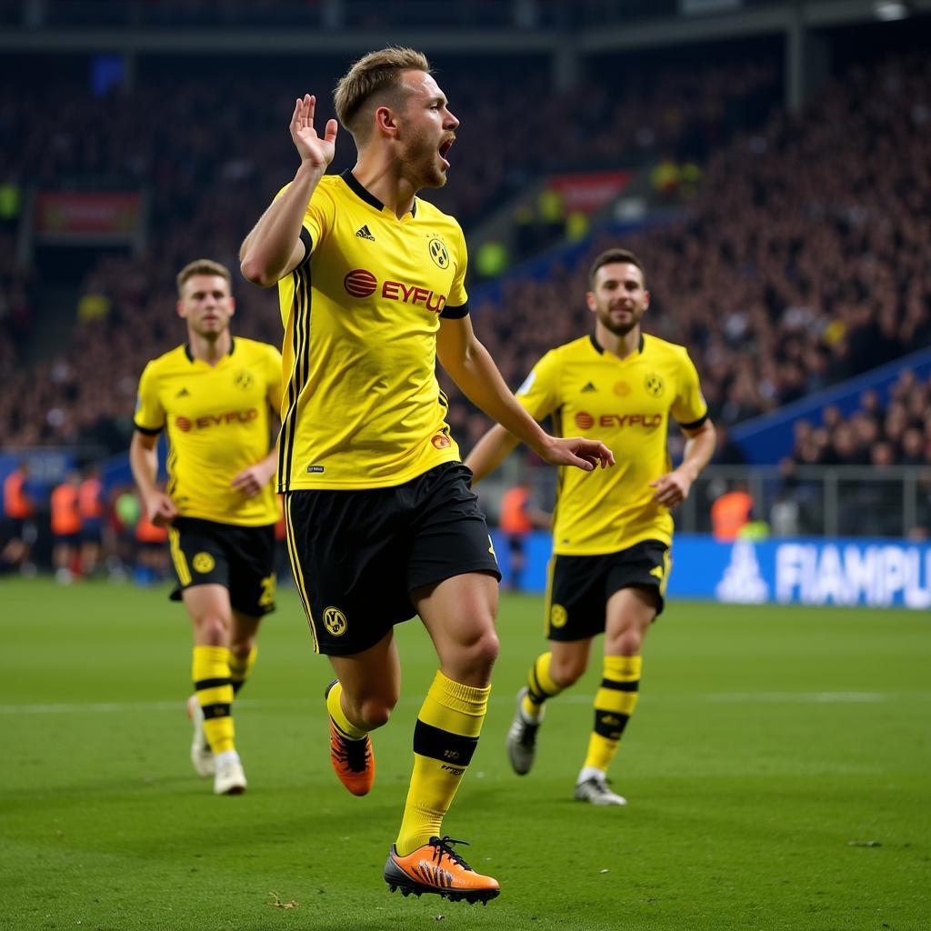 Erling Haaland celebrating after scoring against Schalke 04