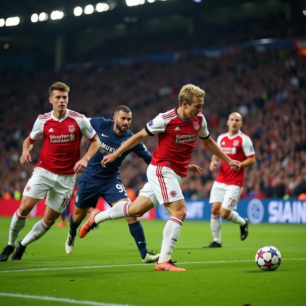 Erling Haaland scoring a goal in the Champions League