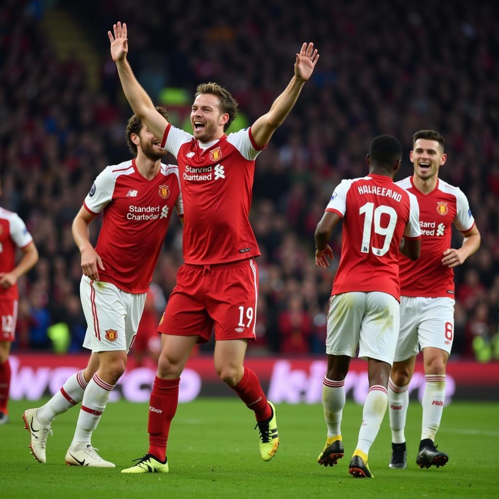 Erling Haaland celebrating a goal in a Champions League match