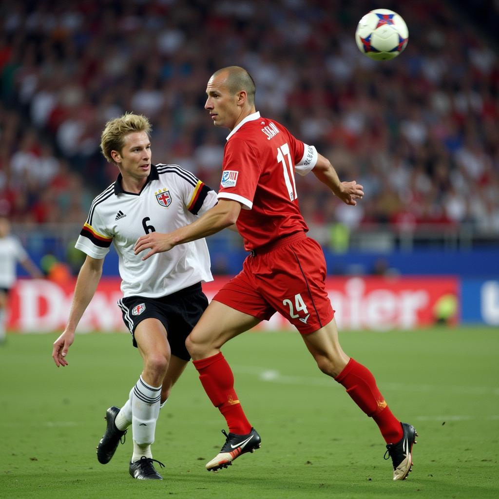 Erling Haaland controls the ball with his chest