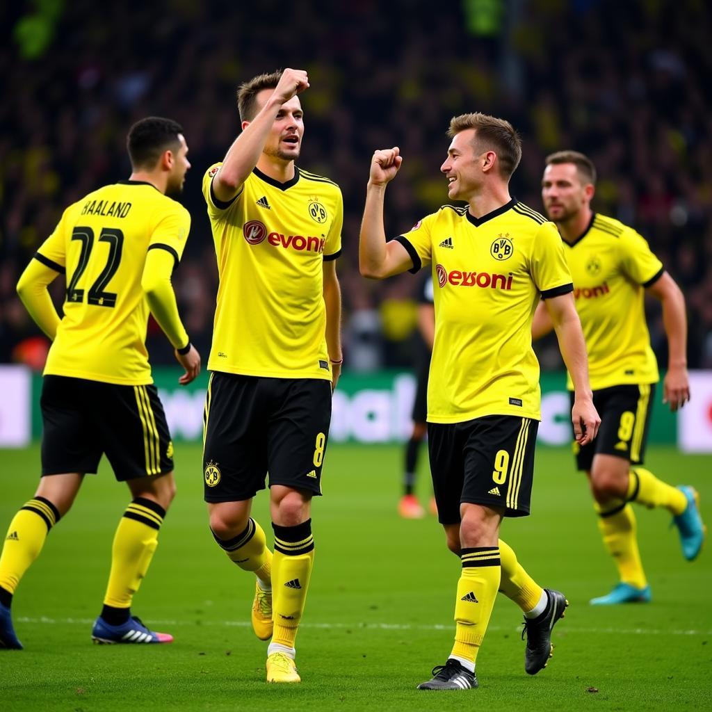 Haaland celebrates a goal for Dortmund