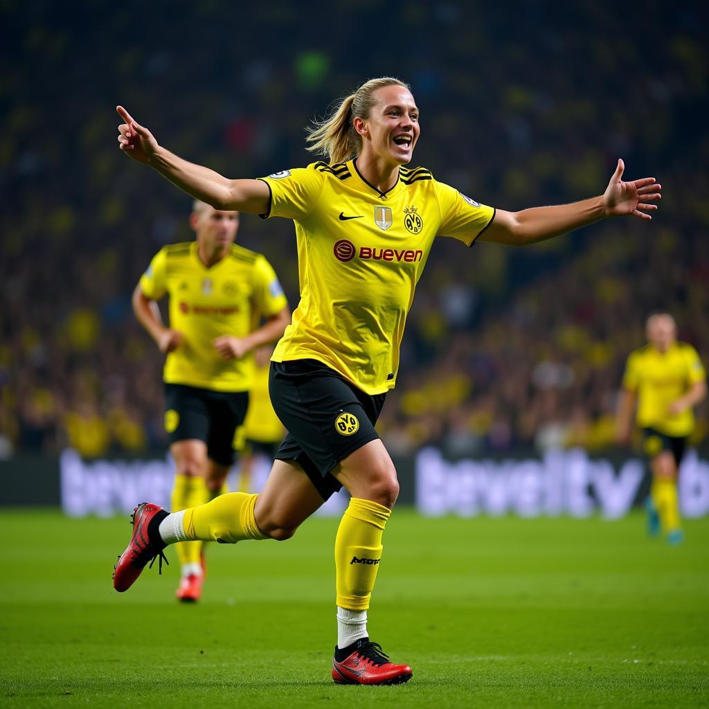 Haaland in Action during Dortmund's Champions League Nights