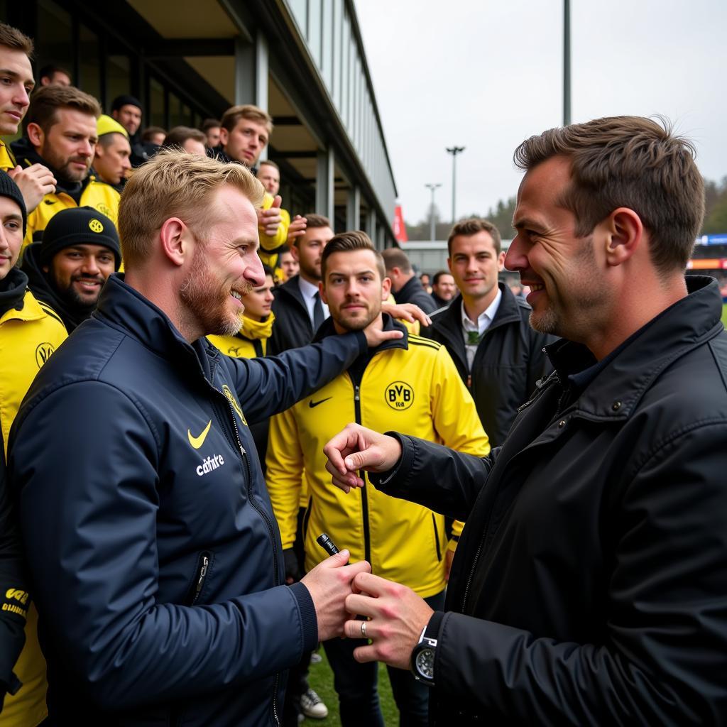 Erling Haaland interacting with Dortmund Fans