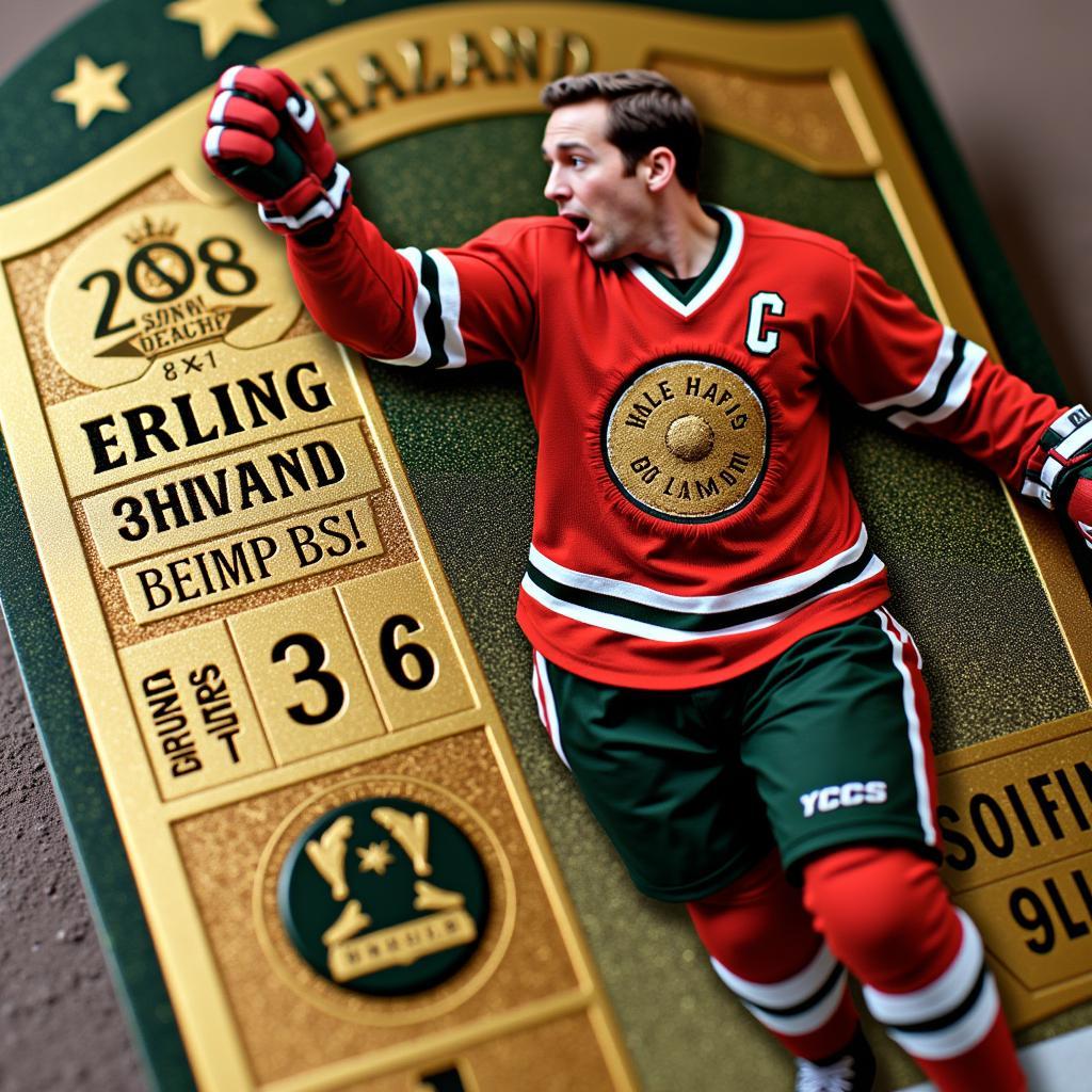 Close-up view of the Erling Haaland Golden Baller card, highlighting its intricate design and special features.