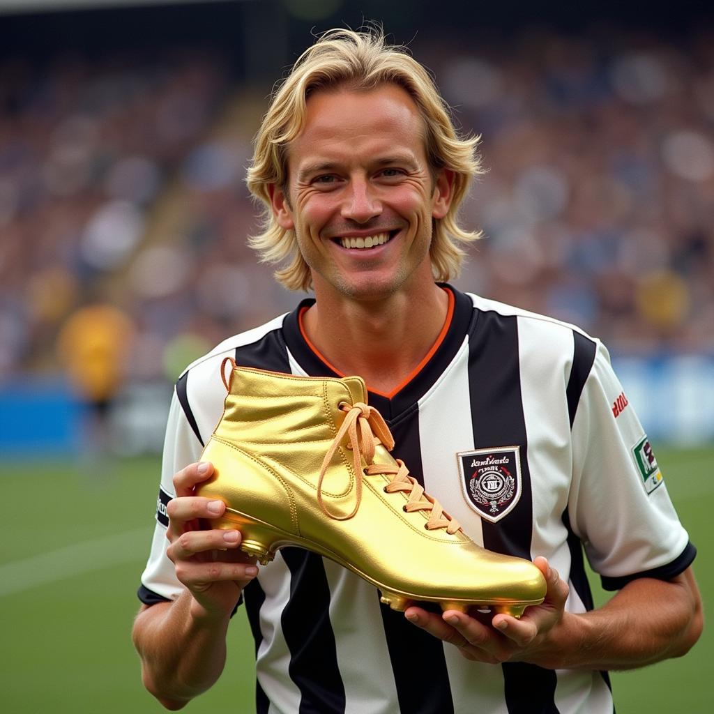 Erling Haaland Holding a Golden Boot