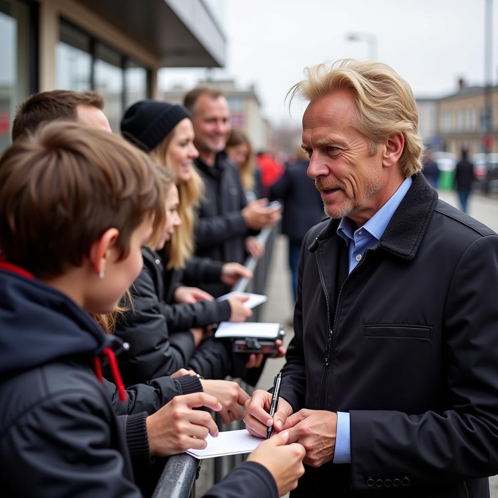 Erling Haaland interacting with fans