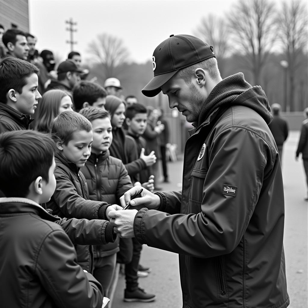 Erling Haaland interacts with fans