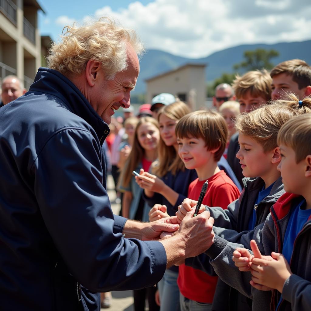 Erling Haaland interacting with fans