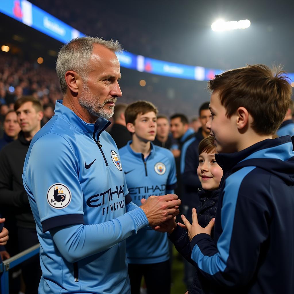 Erling Haaland interacts with Manchester City fans