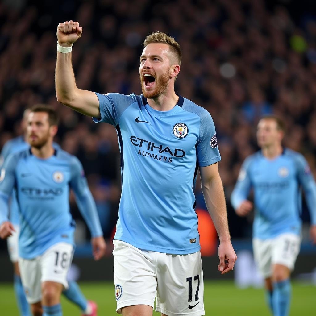 Erling Haaland Celebrating a Goal for Man City