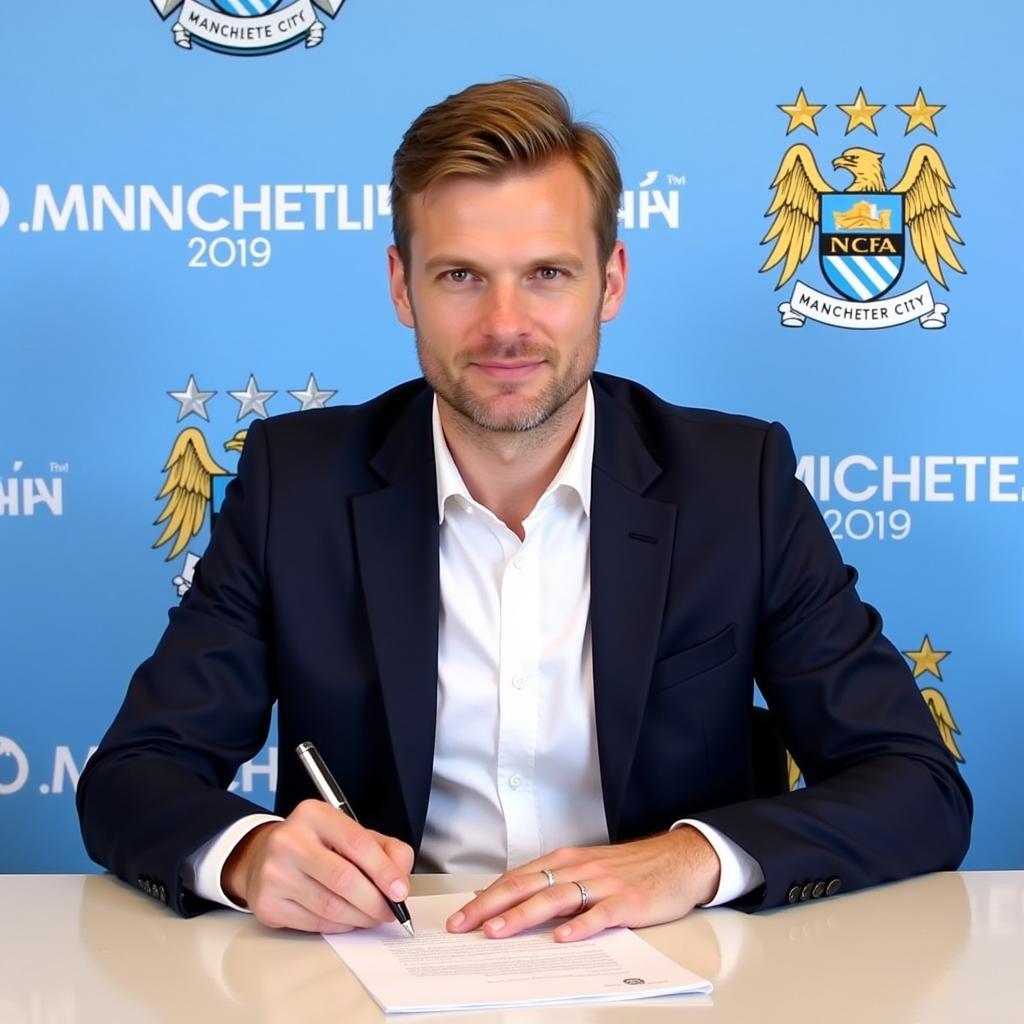 Erling Haaland Signing His Contract with Manchester City