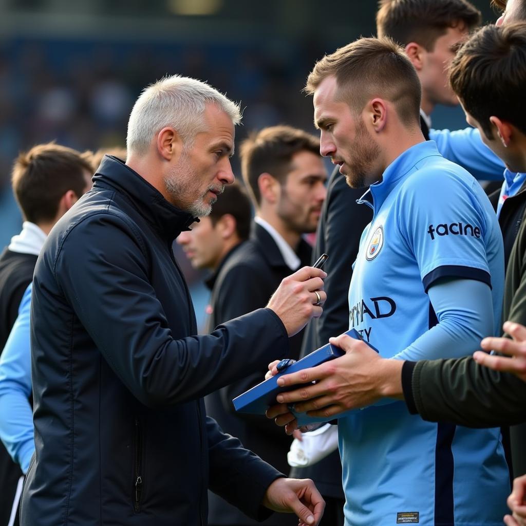 Erling Haaland interacting with Manchester City fans