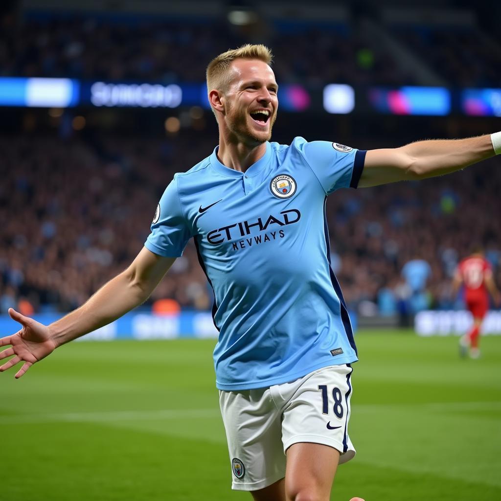 Erling Haaland Man City Goal Celebration 4K Wallpaper