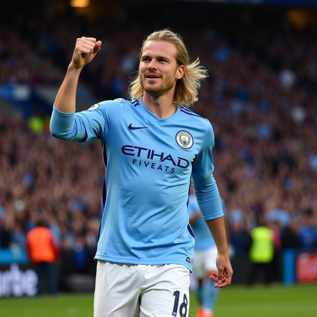 Erling Haaland celebrates a goal for Manchester City