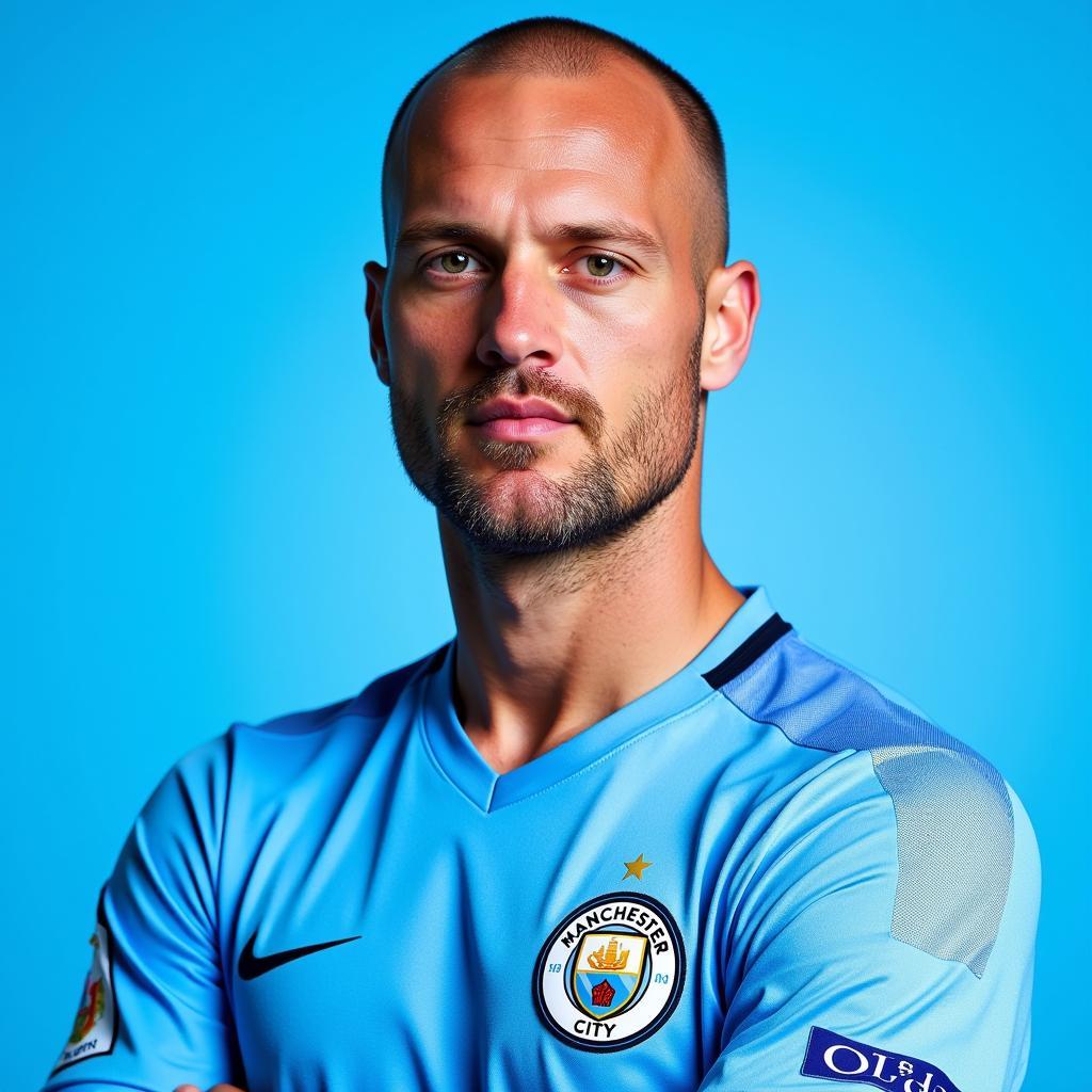 Erling Haaland portrait in Man City kit