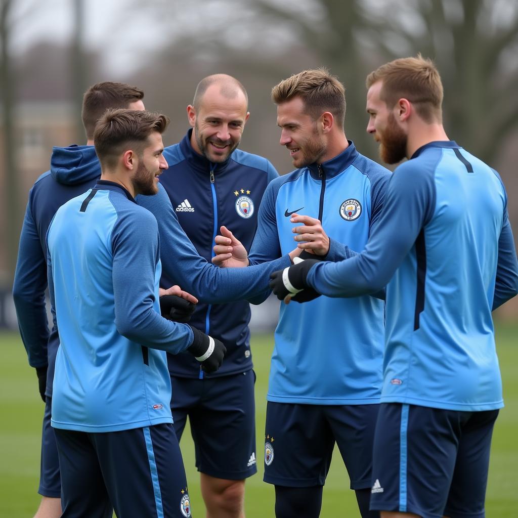 Erling Haaland with his Manchester City teammates