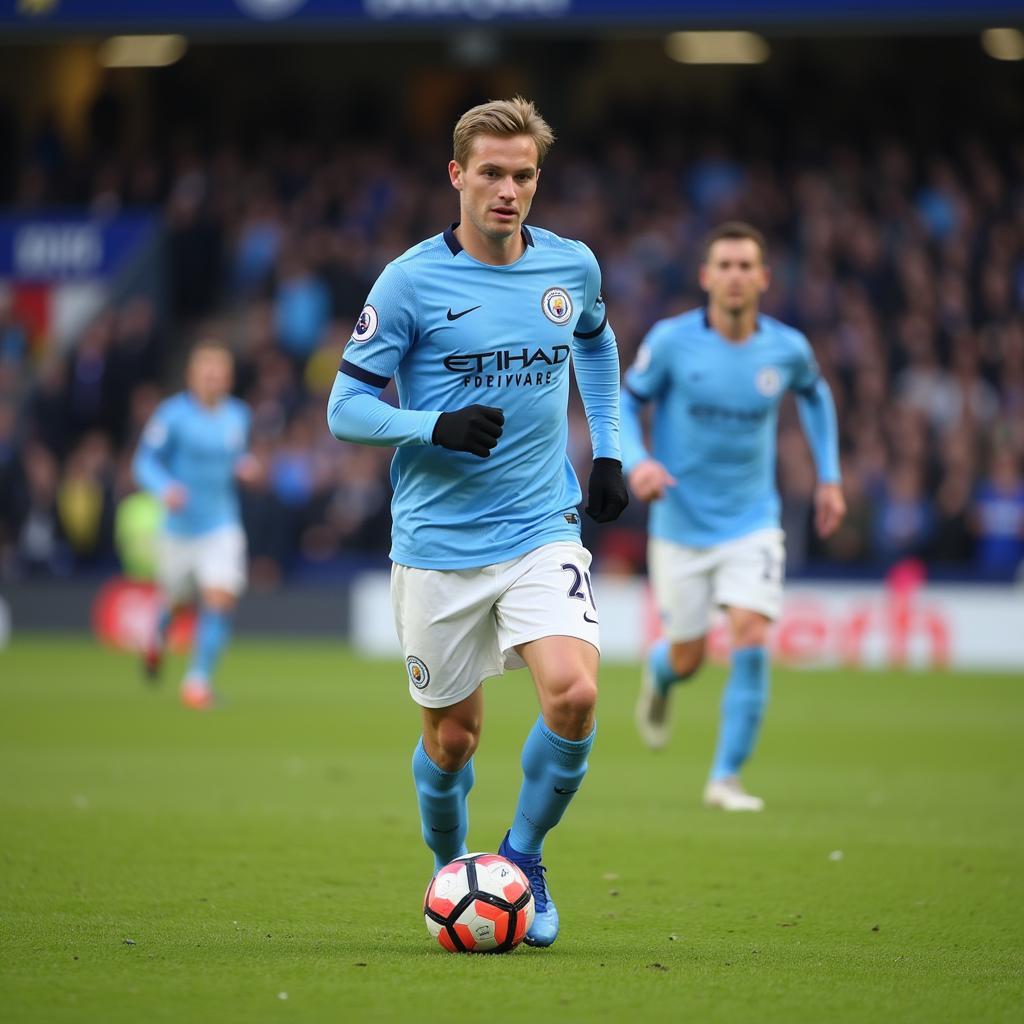 Erling Haaland playing for Manchester City