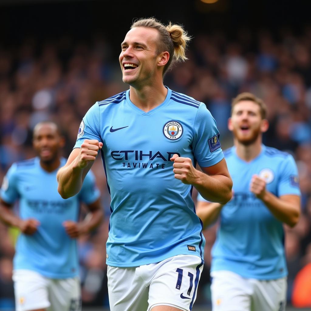 Erling Haaland celebrating a goal for Manchester City