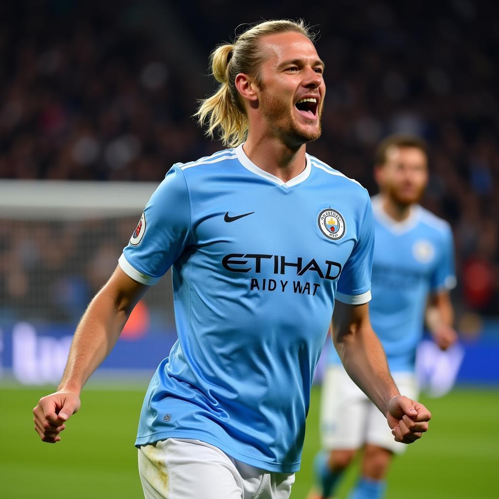 Erling Haaland Celebrating a Goal for Manchester City