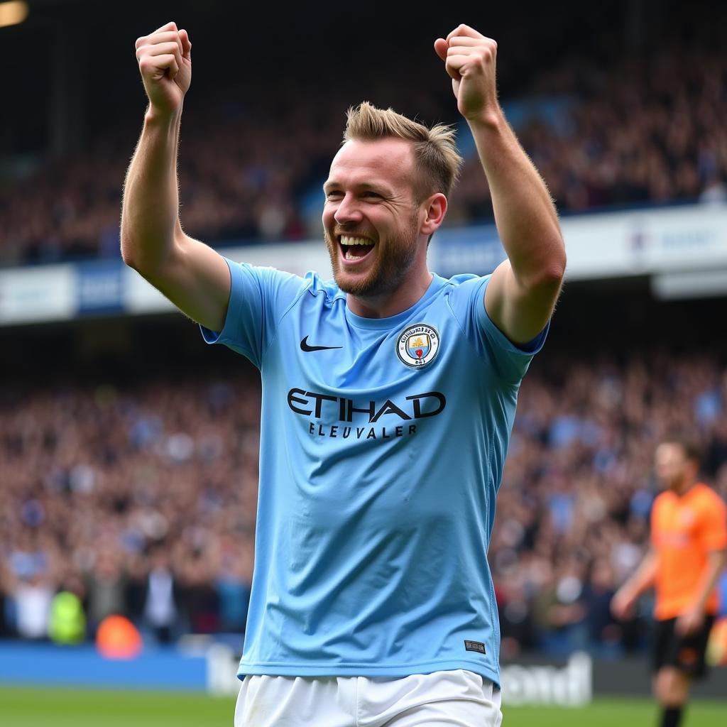 Erling Haaland celebrates a goal for Manchester City