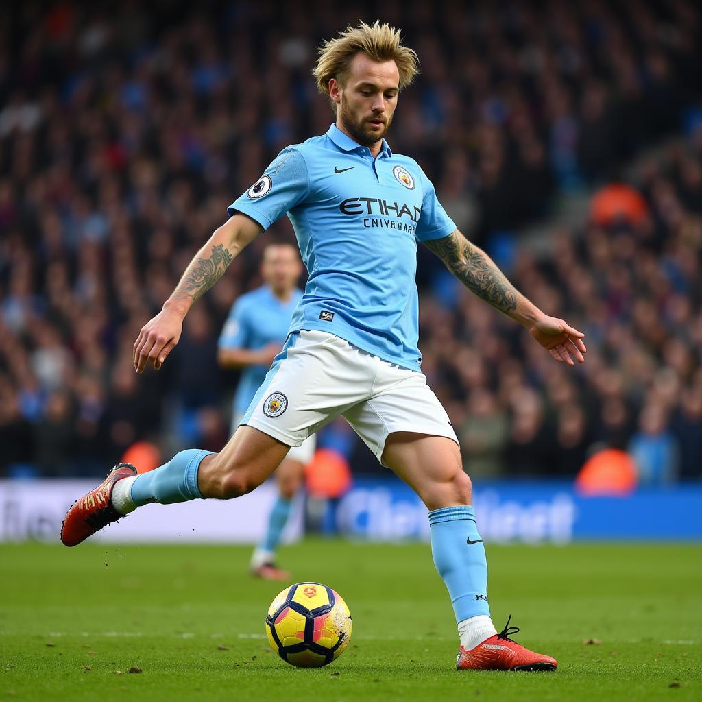 Erling Haaland playing for Manchester City