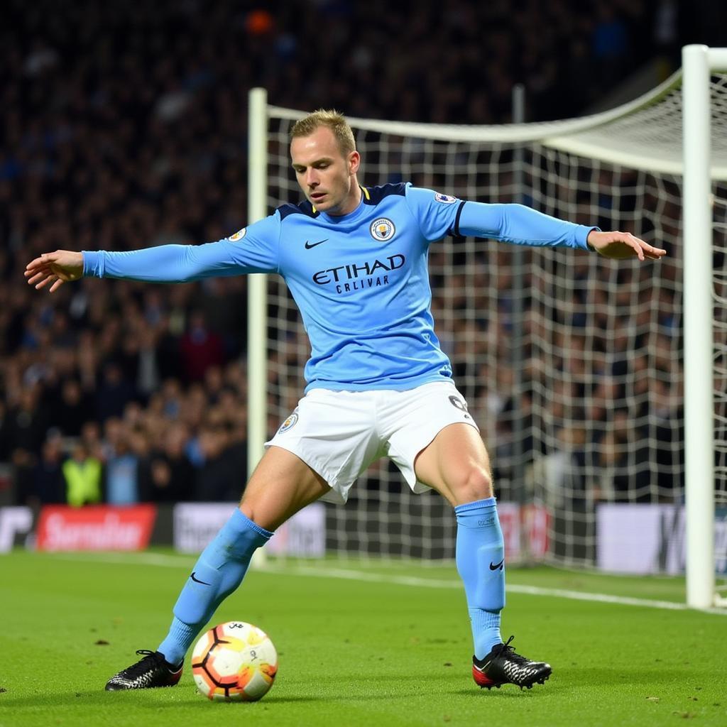 Erling Haaland scores a goal for Manchester City