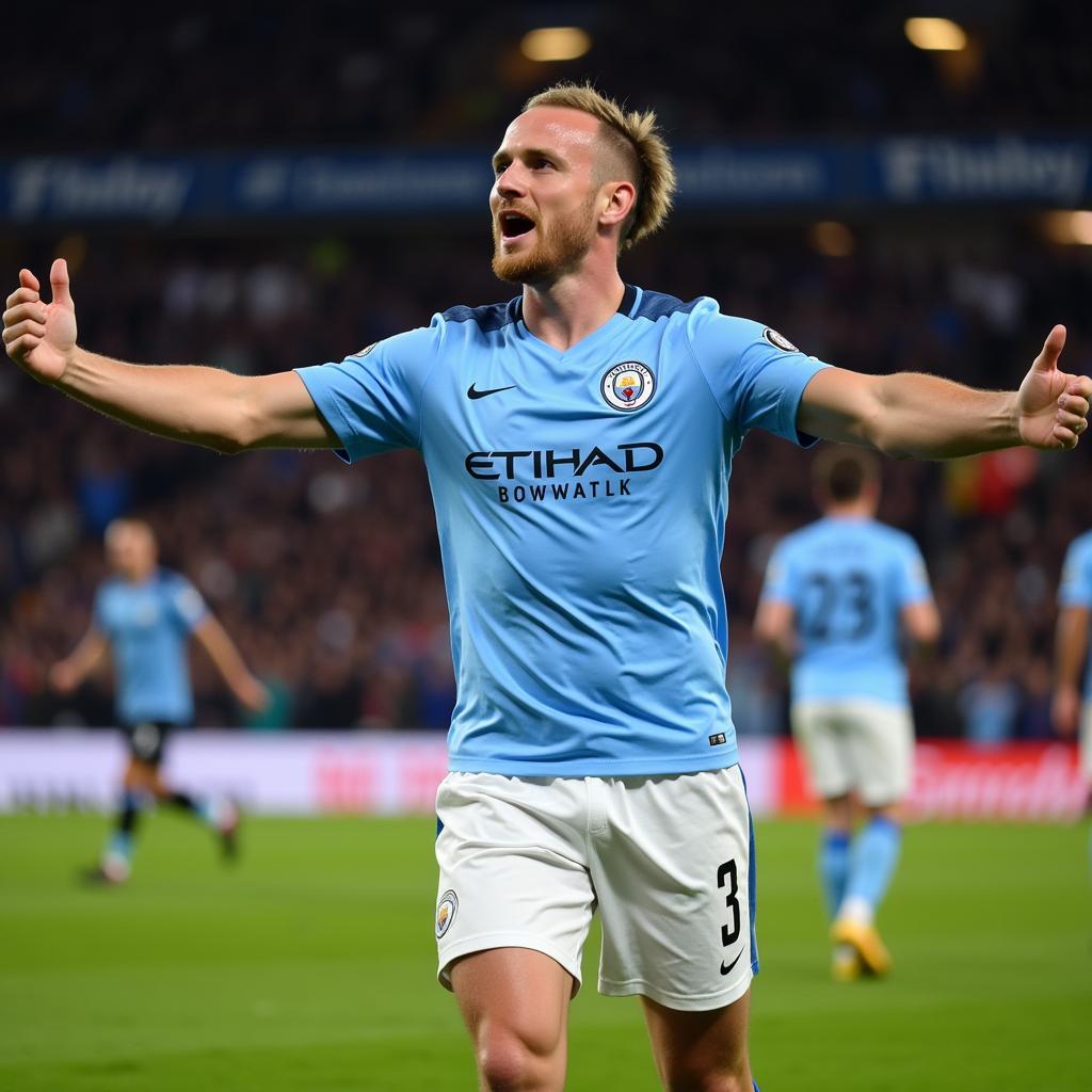 Erling Haaland celebrates a goal for Manchester City