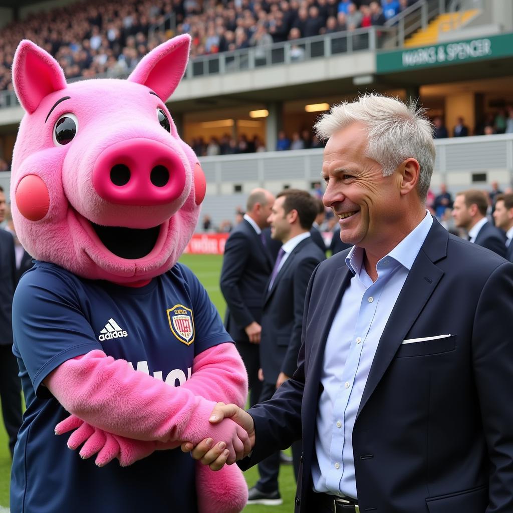 Erling Haaland Meeting the Percy Pig Mascot