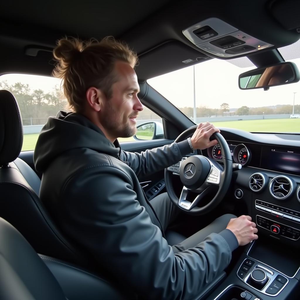 Erling Haaland driving his Mercedes