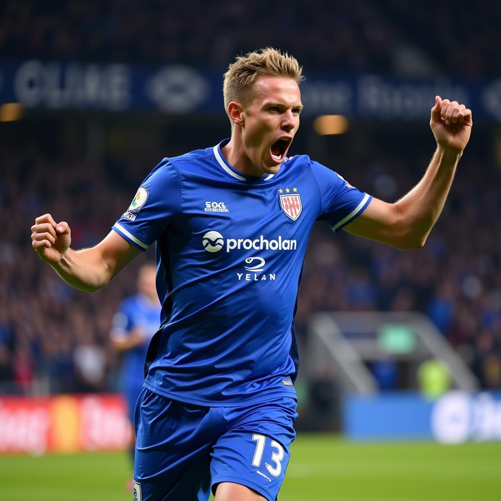 Erling Haaland celebrating a goal for Molde FK