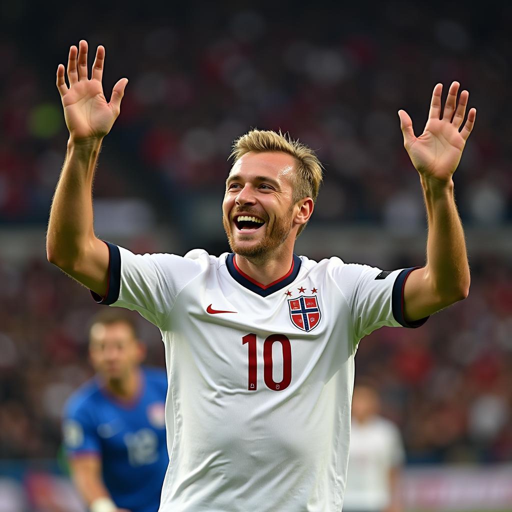 Erling Haaland celebrates a goal for Norway