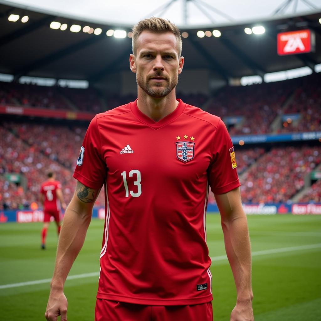 Erling Haaland proudly wearing the Norwegian national team jersey.