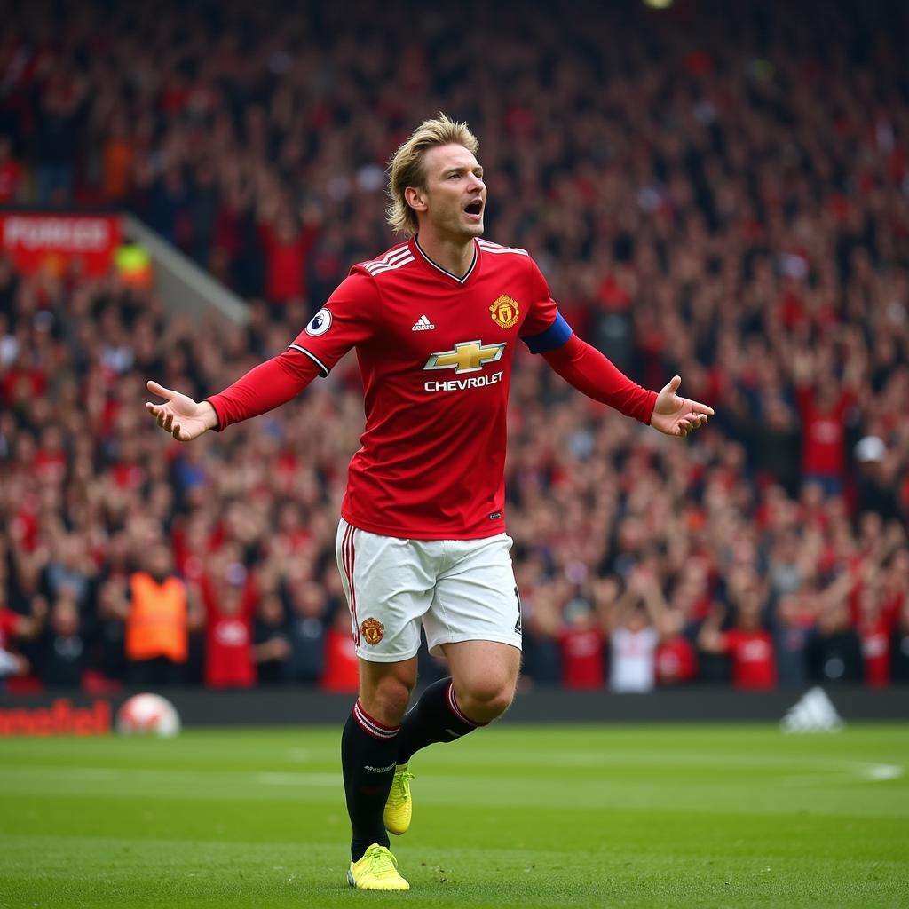 Erling Haaland in a Manchester United Kit