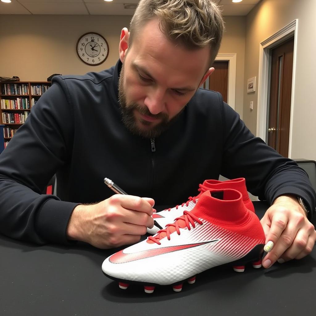 Erling Haaland signing his new 23/24 football boots