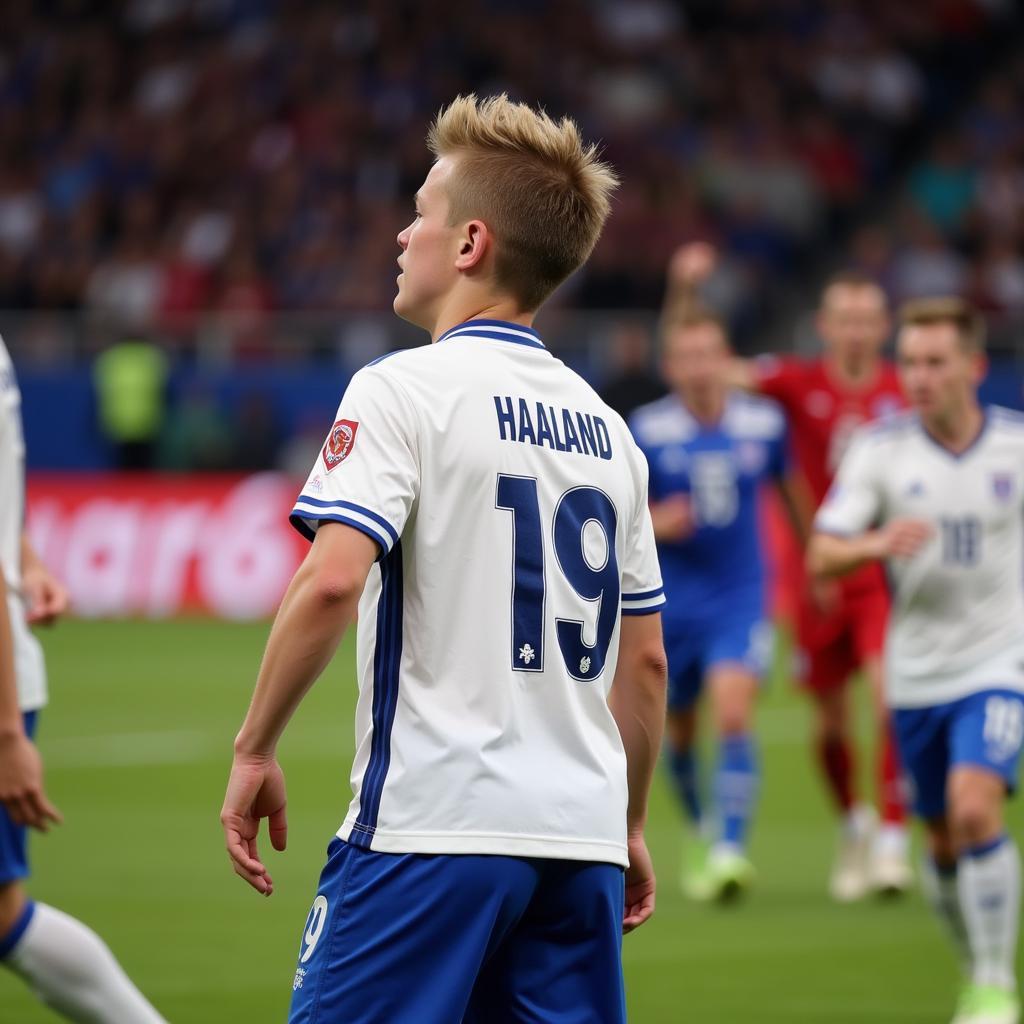 Erling Haaland's early days at Molde FK, wearing the number 19 shirt.