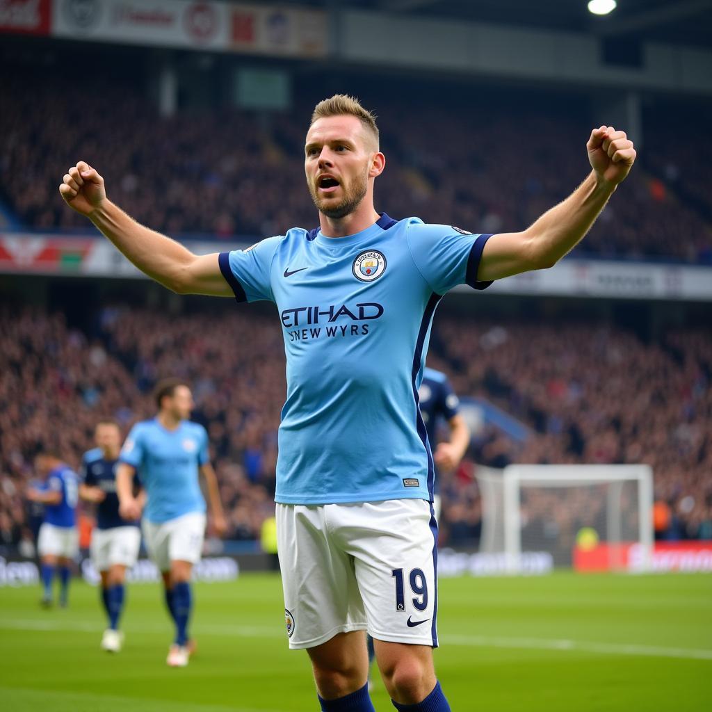 Erling Haaland celebrates a goal, showcasing his prolific goalscoring ability, which is often analyzed through the lens of Expected Goals (xG).