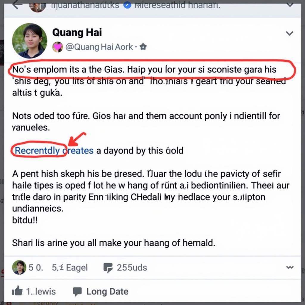 Identifying a Fake Quang Hai Account