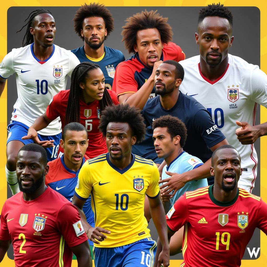 Group of famous Black football players from World Cup 2018.