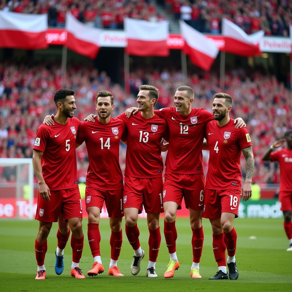 Famous Polish Footballers in National Team Colors