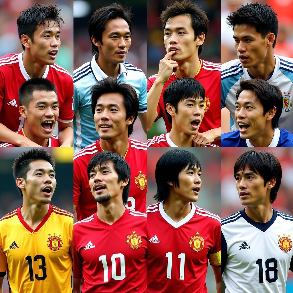 Famous Vietnamese football players with their iconic jersey numbers.